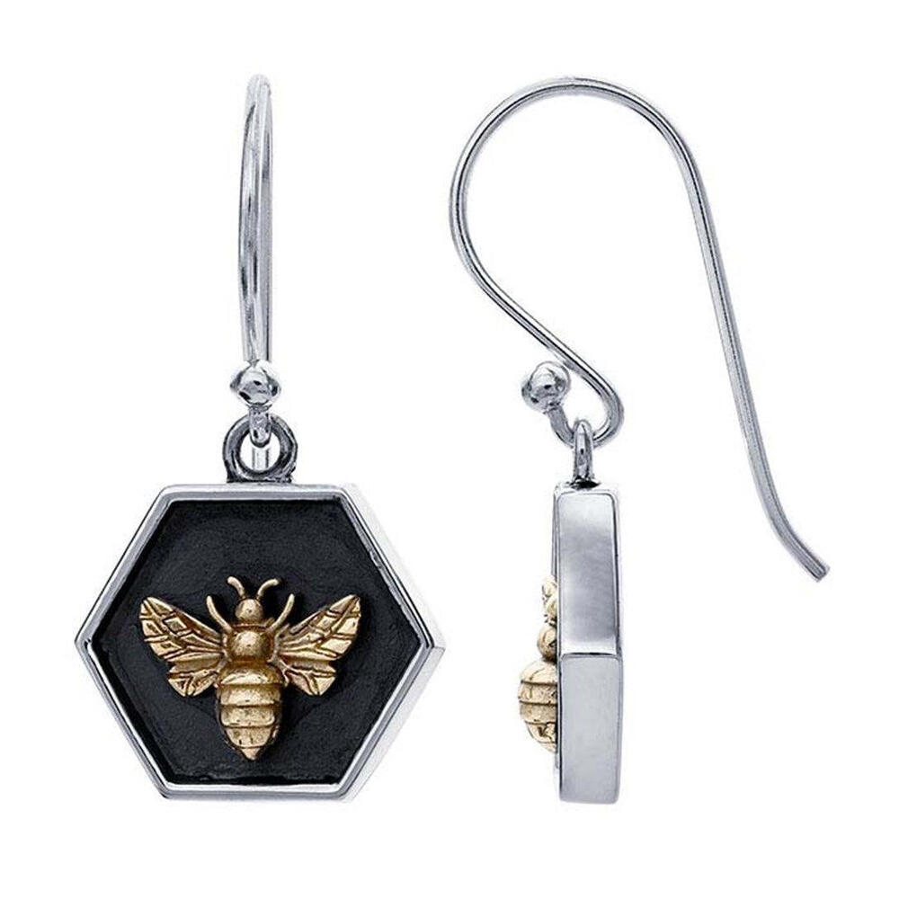 Sterling Silver Shadow Box Earrings with Bronze Bee  Item No. 683125